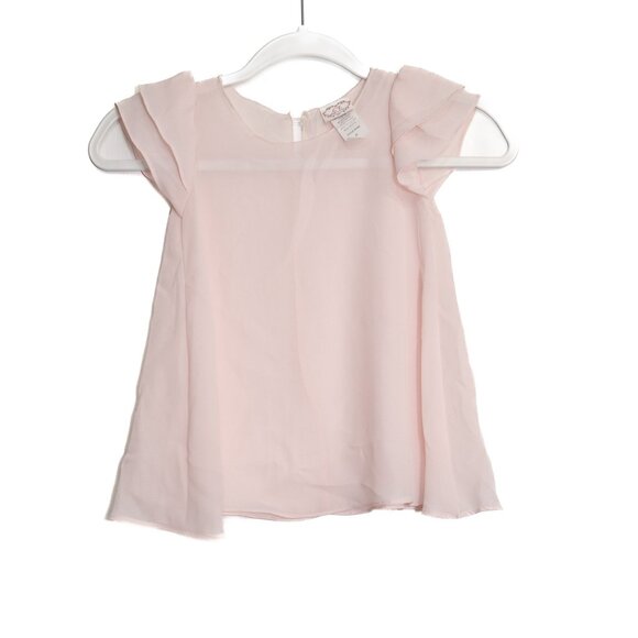 L'E Size 2T Girls Pink Chiffon Flutter Sleeve Dress For Special Occasions - Picture 1 of 8